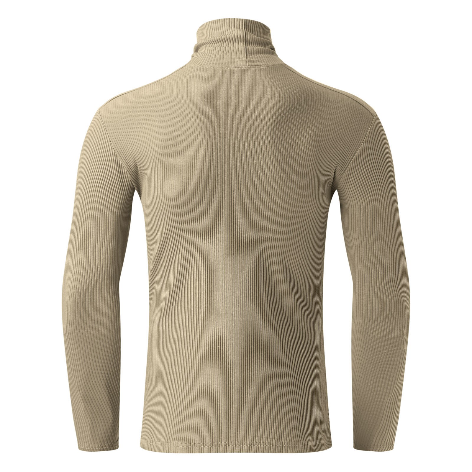 thumbnail image 5 of Camiseta de manga larga y cuello alto para hombre: color liso, corte ajustado, tejido elástico, para uso informal en primavera/verano., 5 of 5